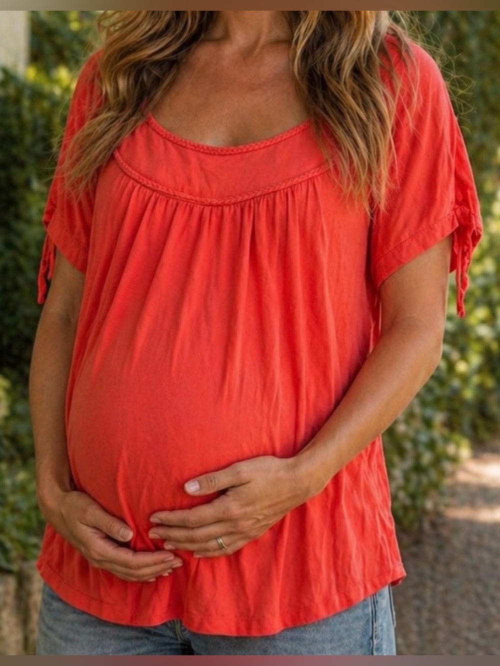 LADIES Old Navy Vintage Red Short Sleeve Maternity Top Shirt - M